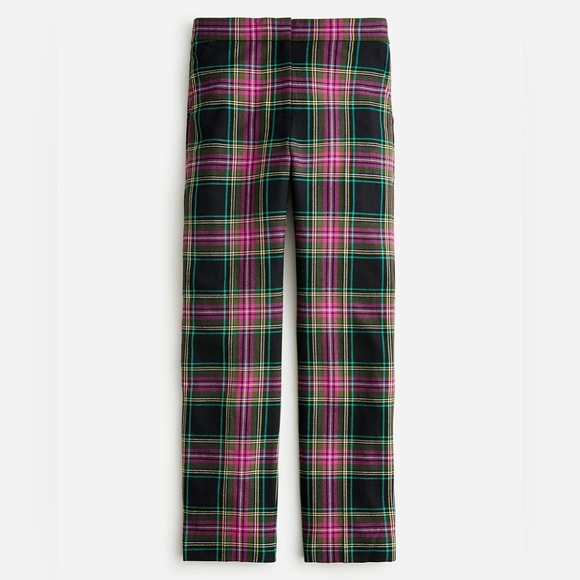 NWT JCrew Kate straight-leg pant in pink Stewart tartan wool blend